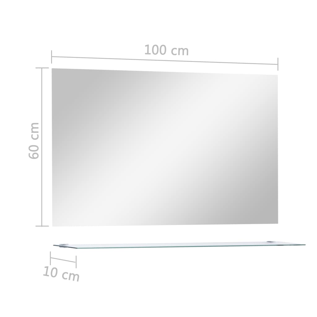 Wandspiegel Met Schap 00X60 Cm Gehard Glas 100 x 60 cm (1 schap)