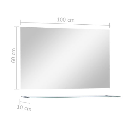 Wandspiegel Met Schap 00X60 Cm Gehard Glas 100 x 60 cm (1 schap)