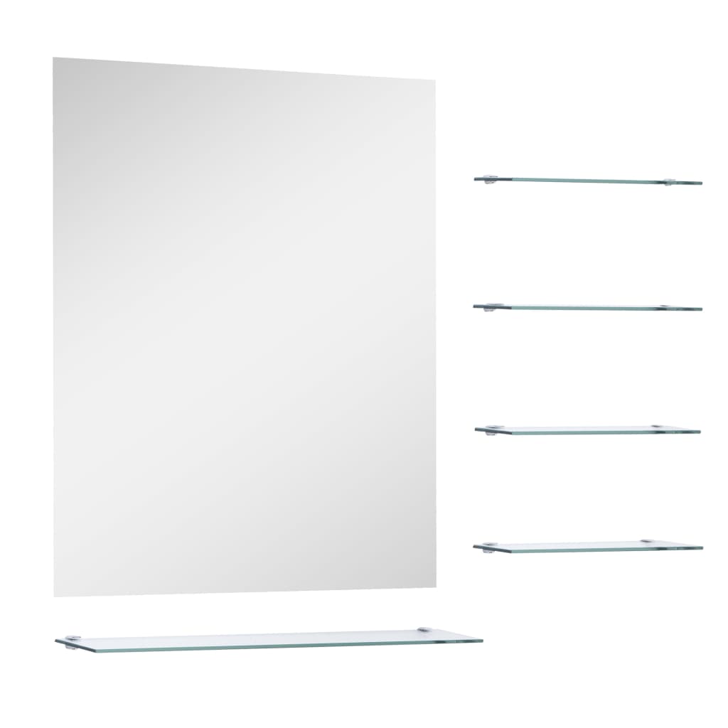 Wandspiegel Met 5 Schappen 50X60 Cm Zilverkleurig