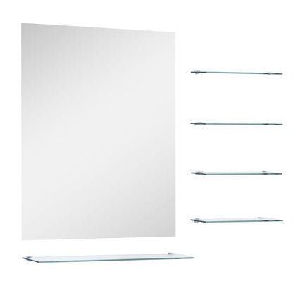 Wandspiegel Met 5 Schappen 50X60 Cm Zilverkleurig