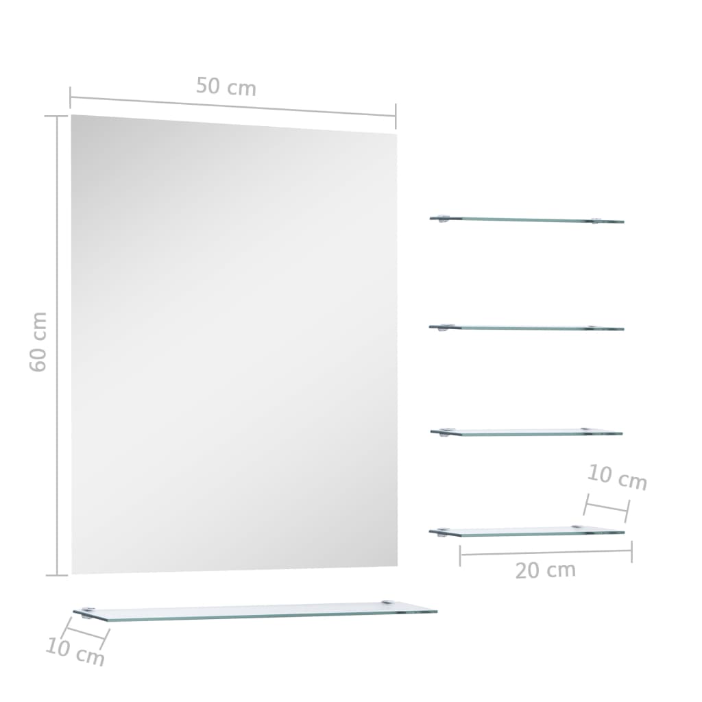 Wandspiegel Met 5 Schappen 50X60 Cm Zilverkleurig
