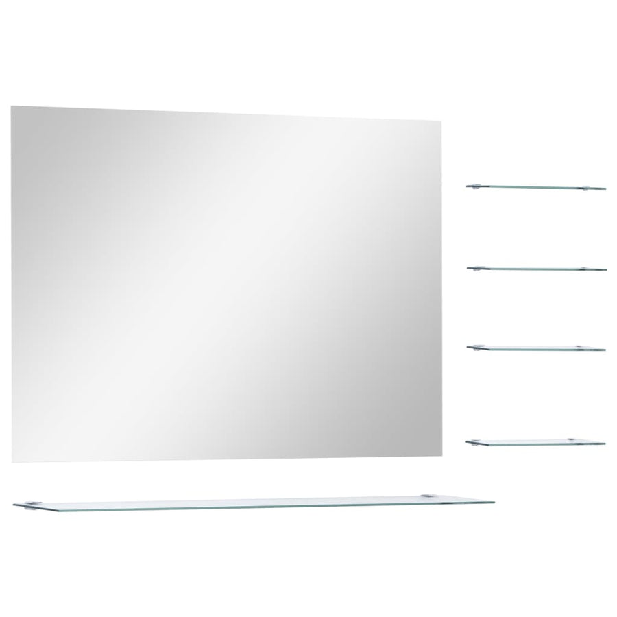 Wandspiegel Met 5 Schappen 80X60 Cm Zilverkleurig 1