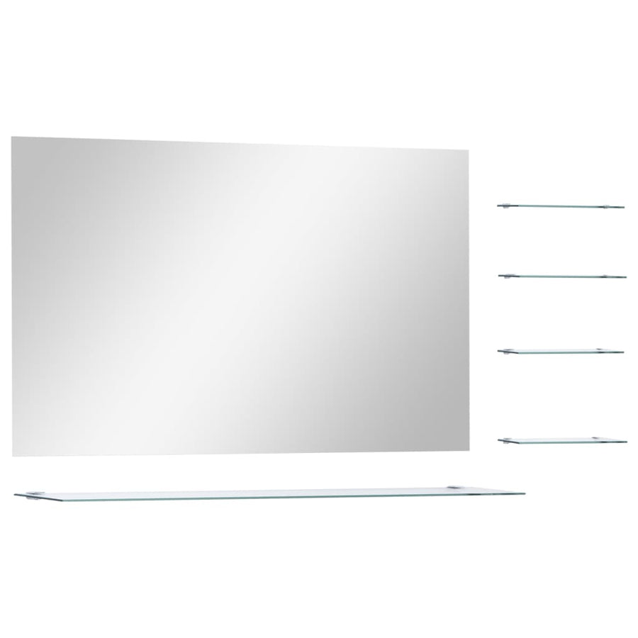 Wandspiegel Met 5 Schappen 100X60 Cm Zilverkleurig 100 x 60 cm (5 schappen)