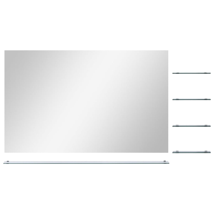Wandspiegel Met 5 Schappen 100X60 Cm Zilverkleurig 100 x 60 cm (5 schappen)