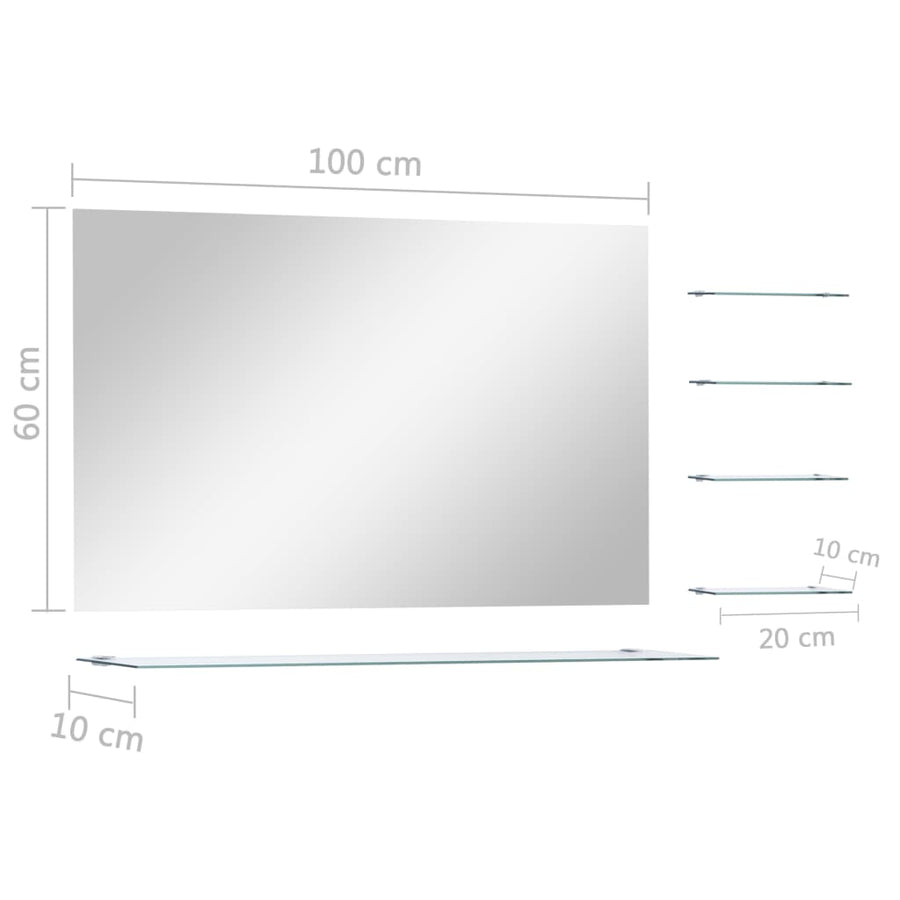 Wandspiegel Met 5 Schappen 100X60 Cm Zilverkleurig 100 x 60 cm (5 schappen)
