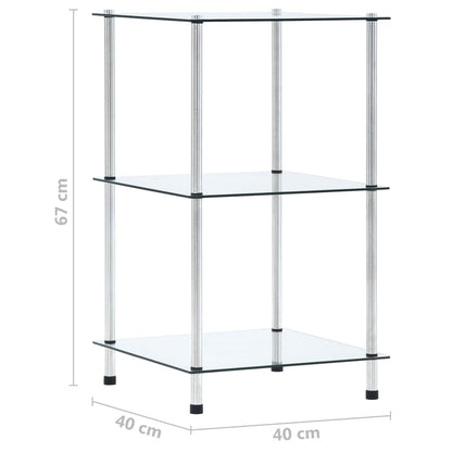 Kastje 3-Laags 40X40X Gehard Glas Transparant 67 cm Doorzichtig