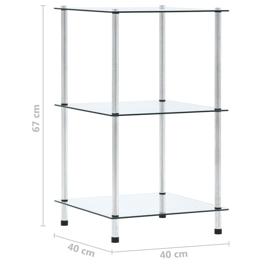 Kastje 3-Laags 40X40X Gehard Glas Transparant 67 cm Doorzichtig