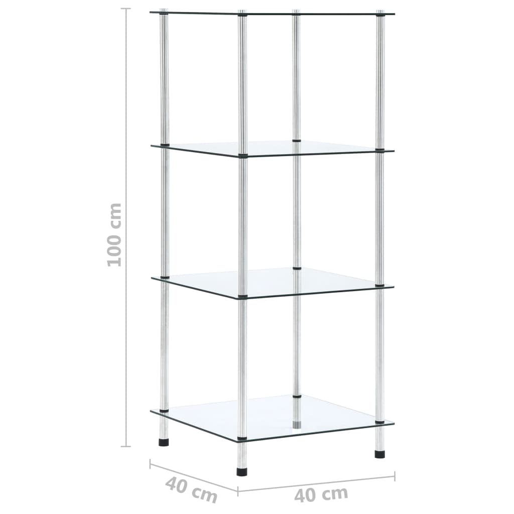 Kastje 4-Laags 40X40X00 Cm Gehard Glas Transparant 100 cm Doorzichtig