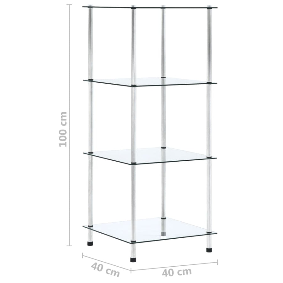 Kastje 4-Laags 40X40X00 Cm Gehard Glas Transparant 100 cm Doorzichtig
