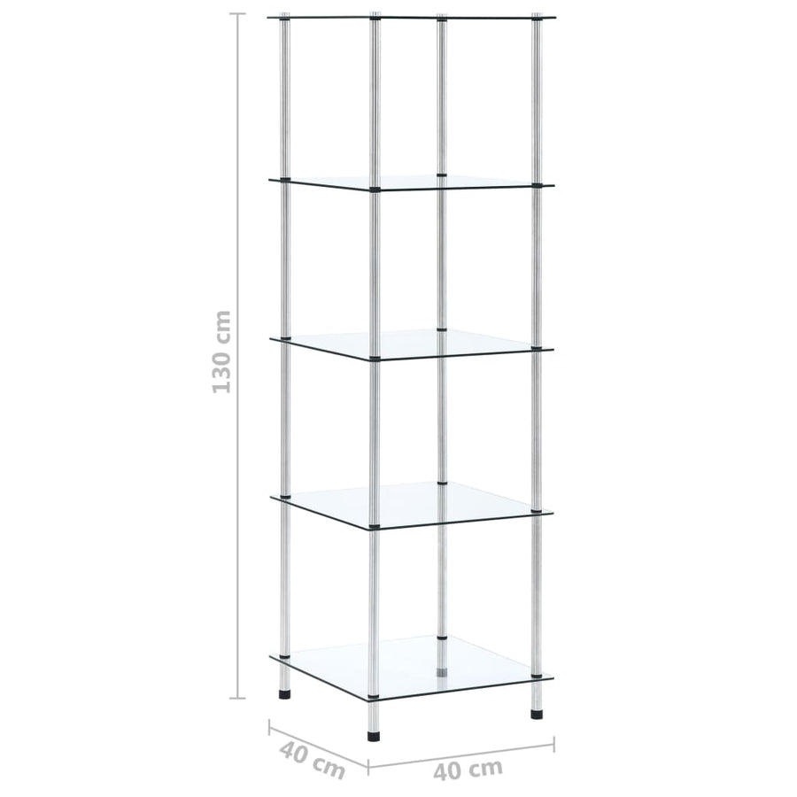 Kastje 5-Laags 40X40X30 Cm Gehard Glas Transparant 130 cm Doorzichtig