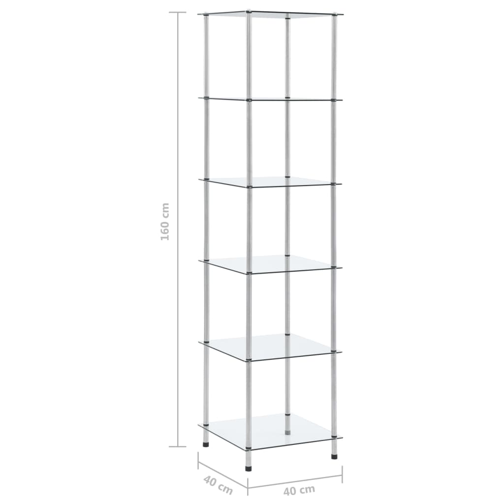 Kastje 6-Laags 40X40X60 Cm Gehard Glas Transparant 160 cm Doorzichtig