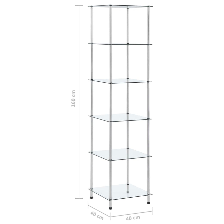 Kastje 6-Laags 40X40X60 Cm Gehard Glas Transparant 160 cm Doorzichtig