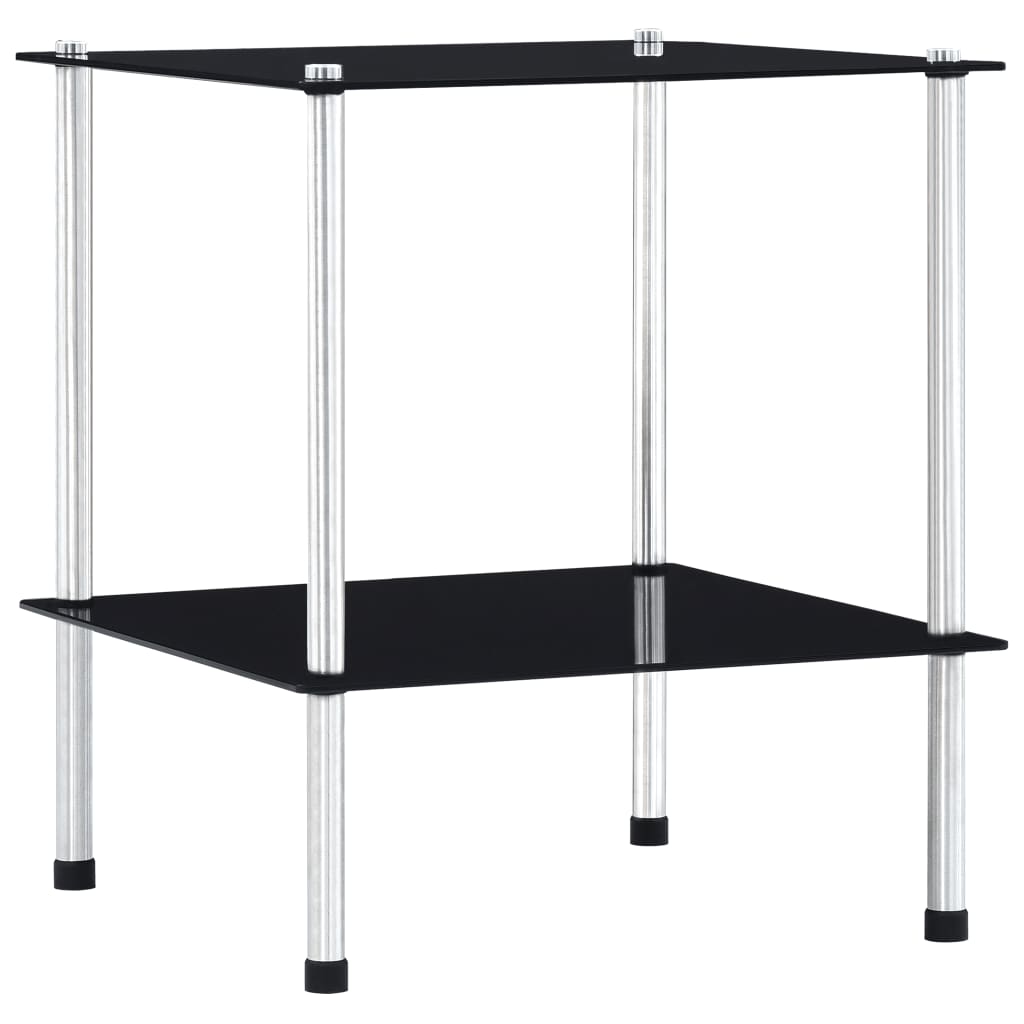 Kastje 2-Laags 40X40X Gehard Glas 47 cm Zwart