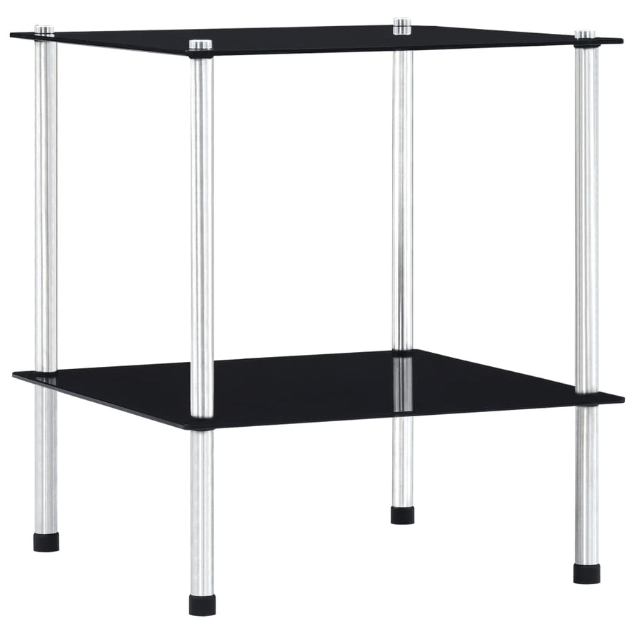 Kastje 2-Laags 40X40X Gehard Glas 47 cm Zwart