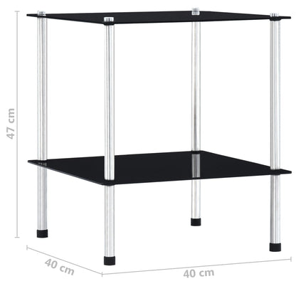 Kastje 2-Laags 40X40X Gehard Glas 47 cm Zwart