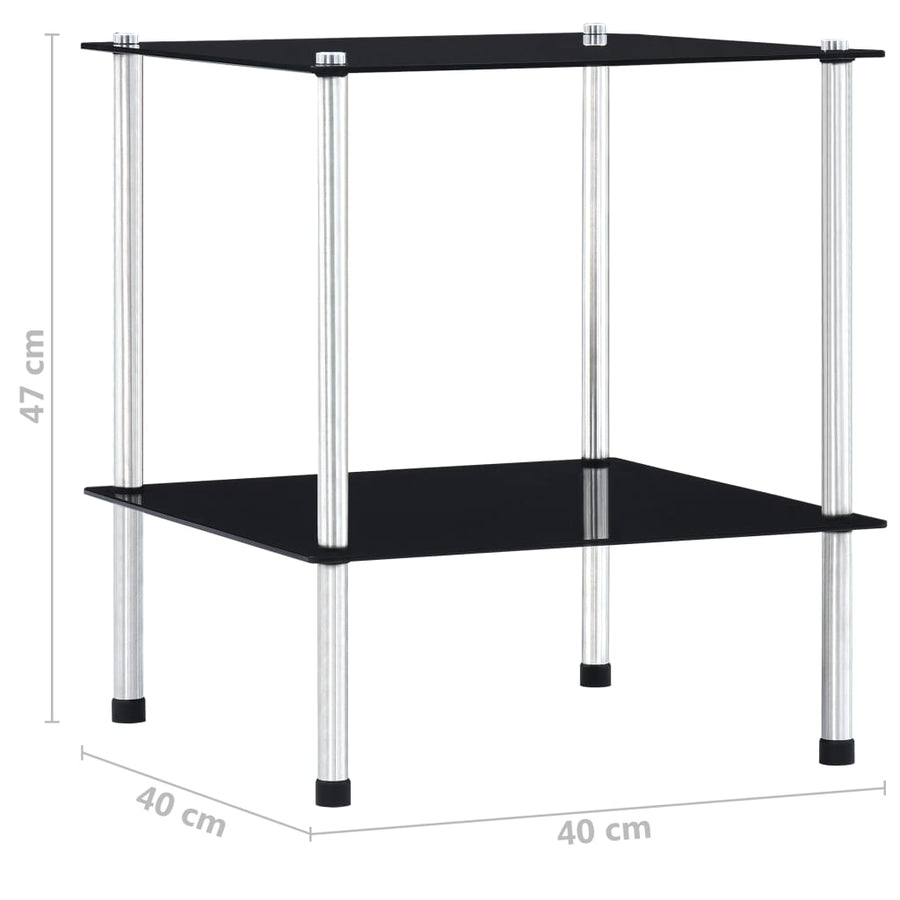 Kastje 2-Laags 40X40X Gehard Glas 47 cm Zwart