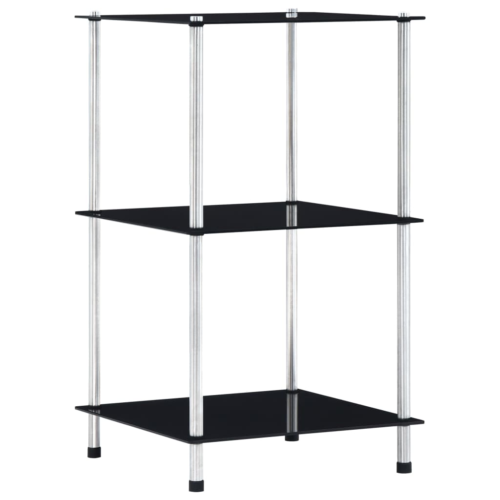 Kastje 3-Laags 40X40X Gehard Glas 67 cm Zwart