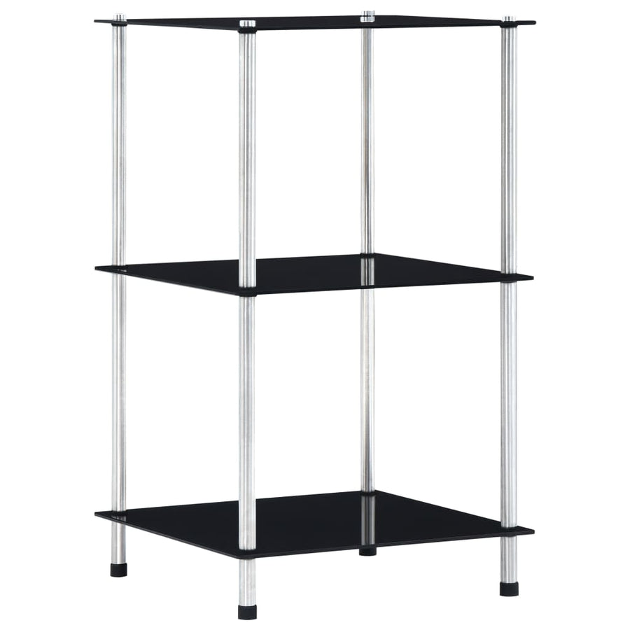 Kastje 3-Laags 40X40X Gehard Glas 67 cm Zwart