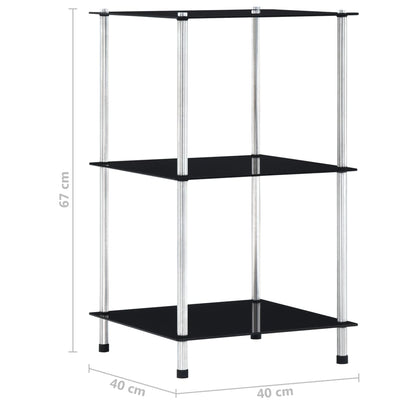 Kastje 3-Laags 40X40X Gehard Glas 67 cm Zwart