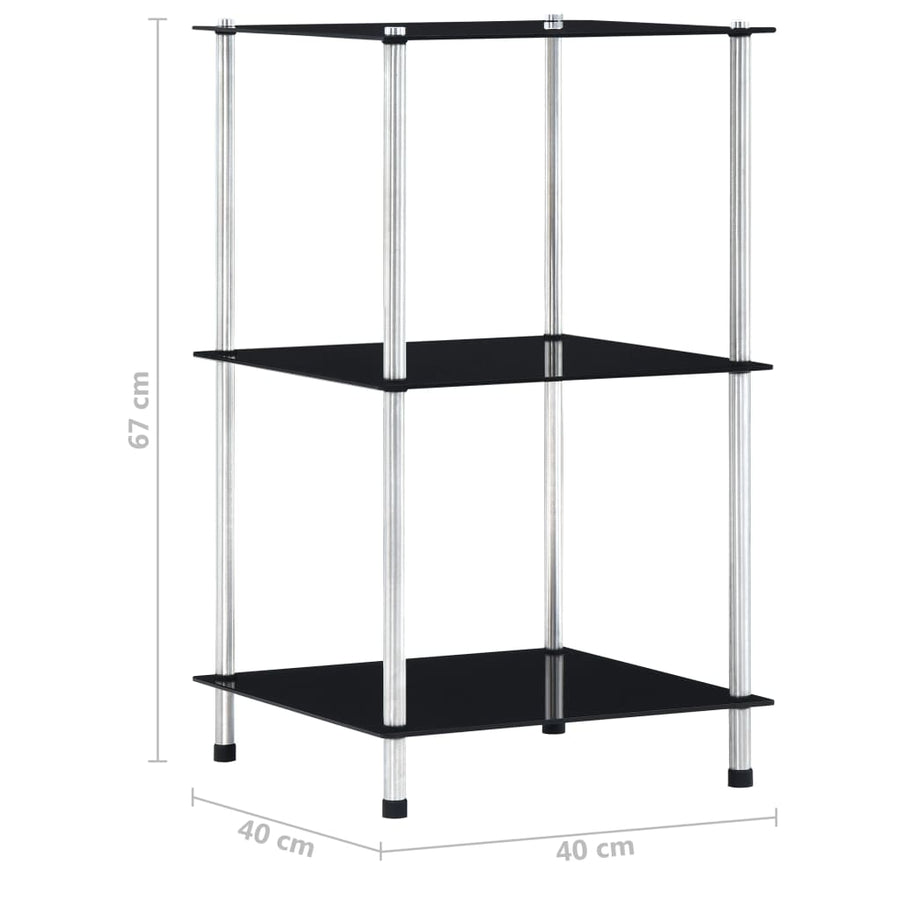 Kastje 3-Laags 40X40X Gehard Glas 67 cm Zwart