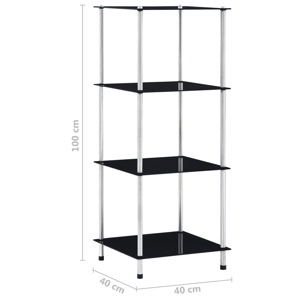 Kastje 4-Laags 40X40X00 Cm Gehard Glas 100 cm Zwart