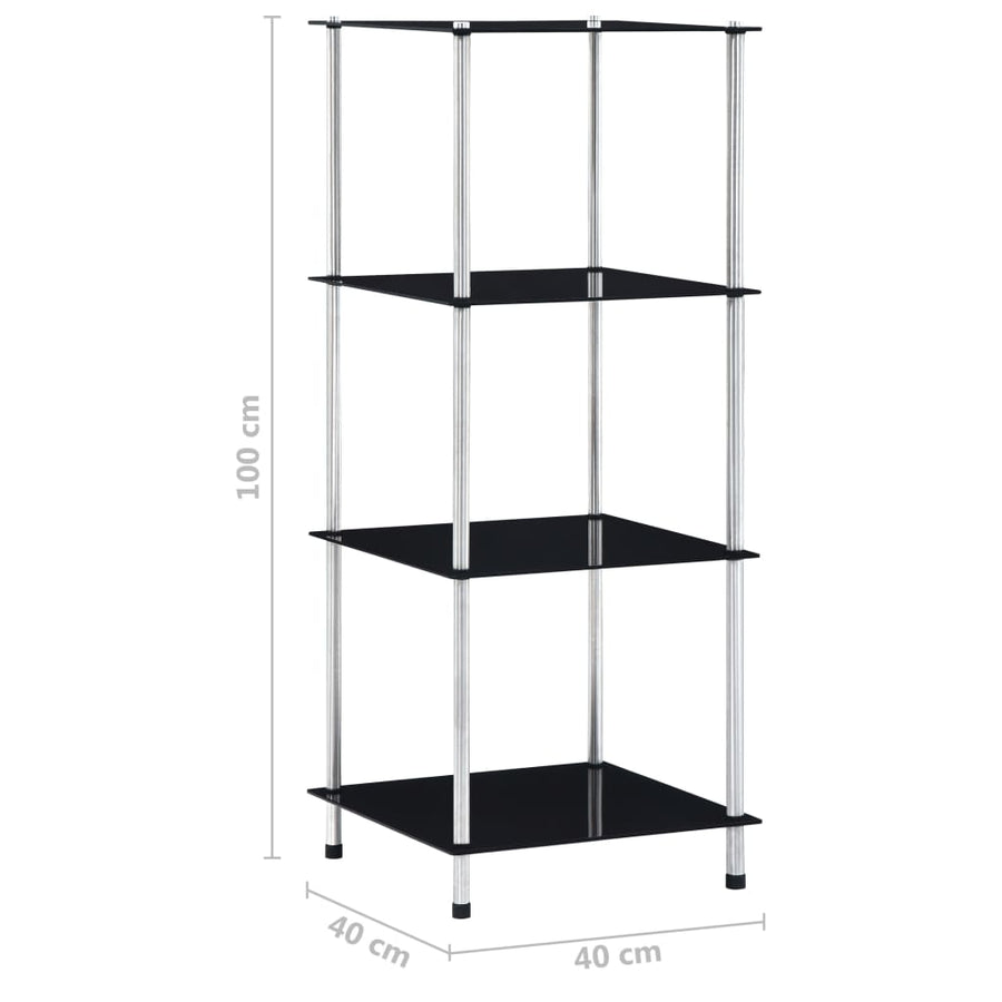 Kastje 4-Laags 40X40X00 Cm Gehard Glas 100 cm Zwart