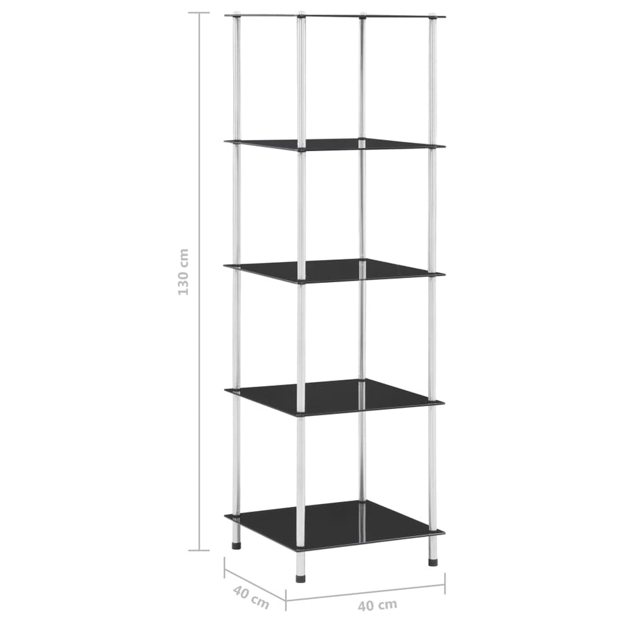 Kastje 5-laags 40x40x130 cm gehard glas zwart
