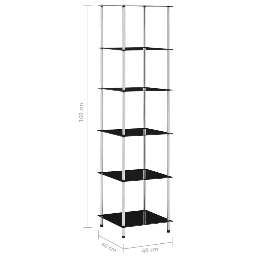 Kastje 6-Laags 40X40X60 Cm Gehard Glas 160 cm Zwart
