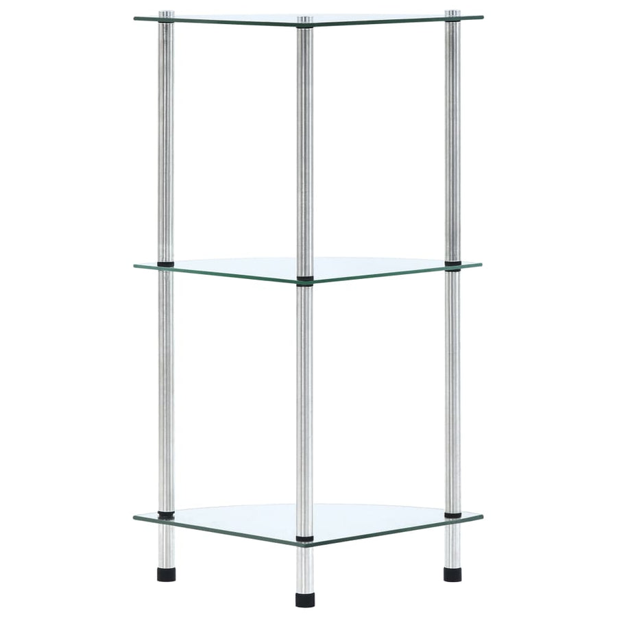 Kastje 3-laags 30x30x67 cm gehard glas transparant Doorzichtig 3-laags
