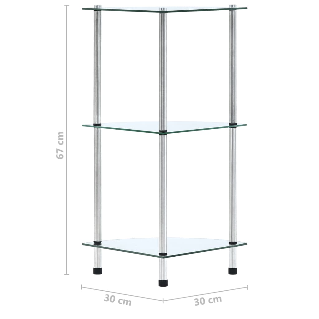 Kastje 3-laags 30x30x67 cm gehard glas transparant Doorzichtig 3-laags