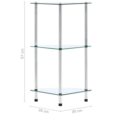 Kastje 3-laags 30x30x67 cm gehard glas transparant Doorzichtig 3-laags