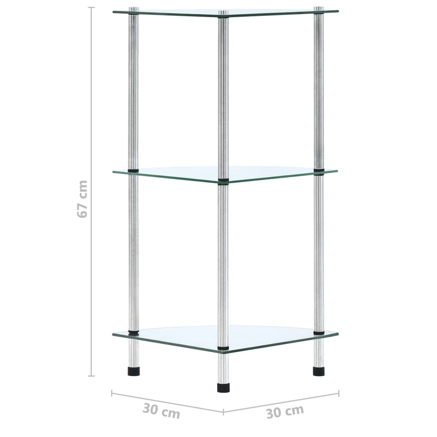 Kastje 3-laags 30x30x67 cm gehard glas transparant Doorzichtig 3-laags