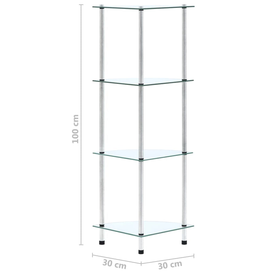 Kastje 30X30X00 Cm Gehard Glas Transparant Doorzichtig 4-laags