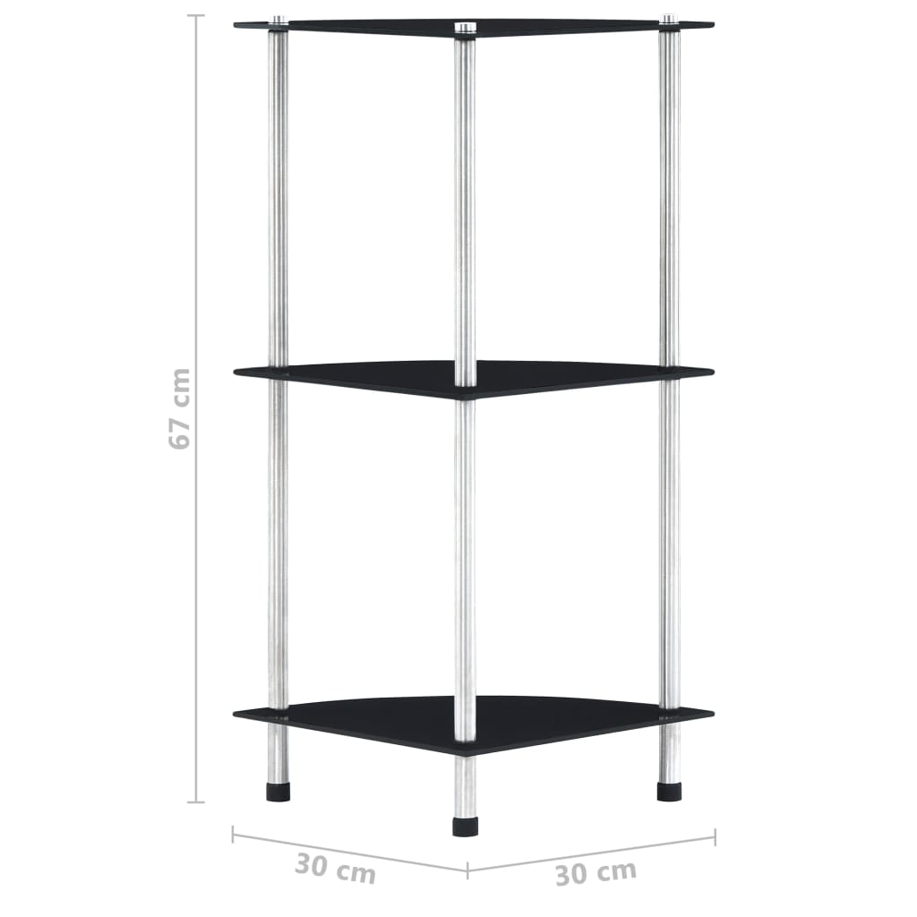 Kastje 30X30X67 Cm Gehard Glas Zwart 3-laags