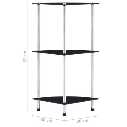 Kastje 30X30X67 Cm Gehard Glas Zwart 3-laags
