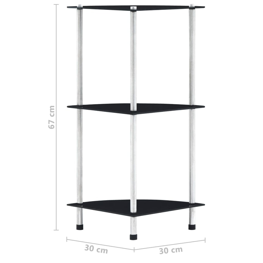Kastje 30X30X67 Cm Gehard Glas Zwart 3-laags