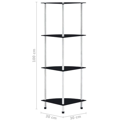 Kastje 30X30X00 Cm Gehard Glas Zwart 4-laags