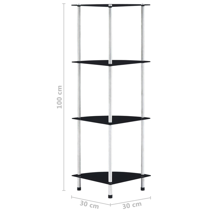 Kastje 30X30X00 Cm Gehard Glas Zwart 4-laags