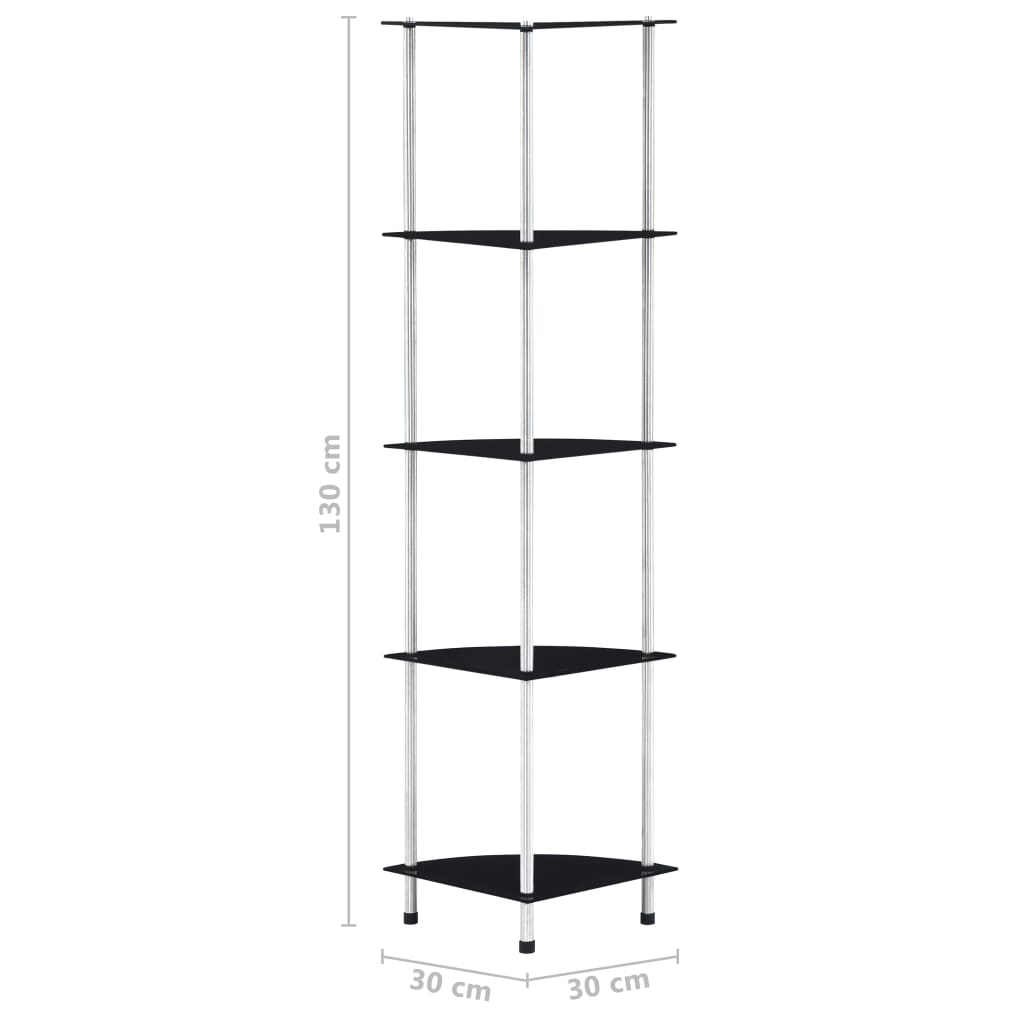 Kastje 30X30X30 Cm Gehard Glas Zwart 5-laags
