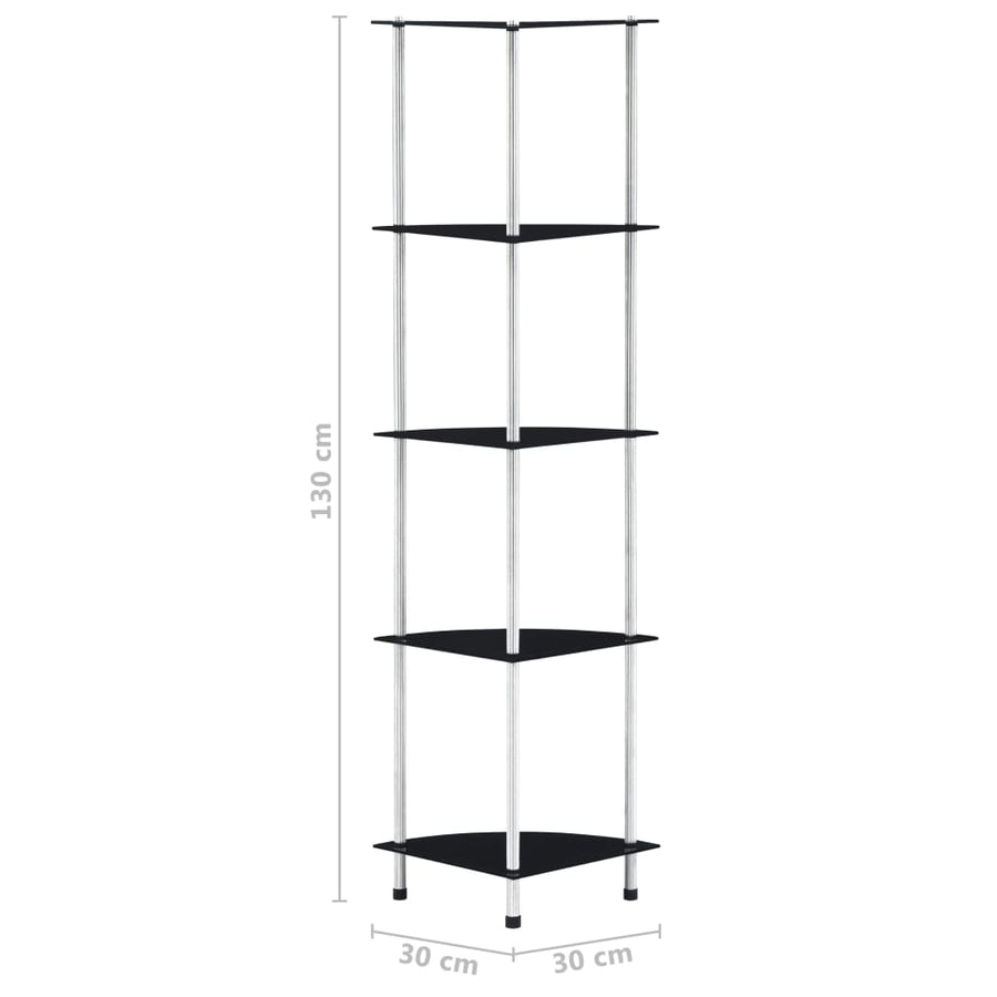Kastje 30X30X30 Cm Gehard Glas Zwart 5-laags