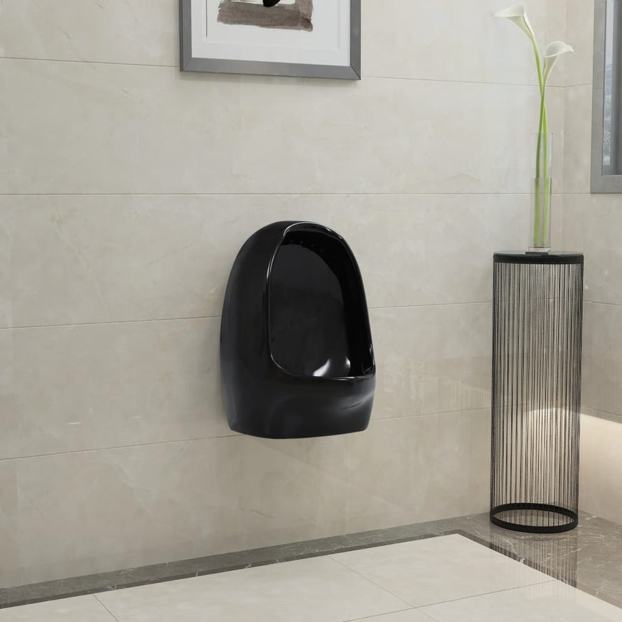 Wandurinoir met spoelklep keramiek zwart Zwart Klassiek