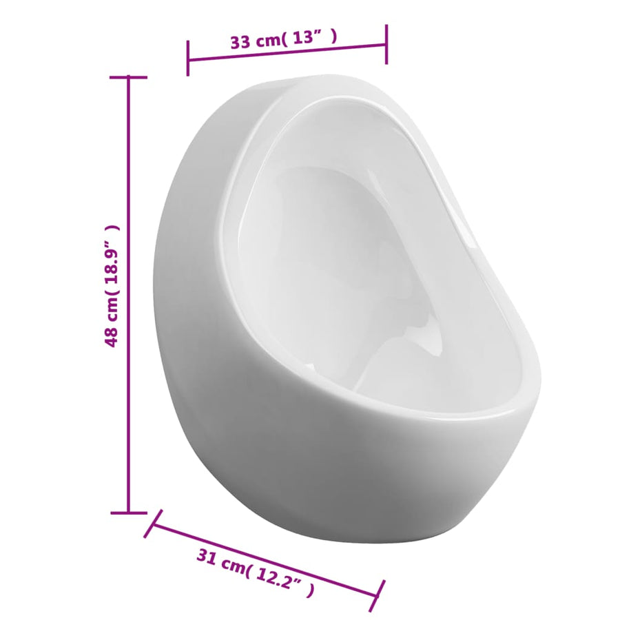 Wandurinoir met spoelklep keramiek wit Wit