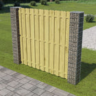 Schuttingpaneel Met Gabion Palen 80X80 Cm Grenenhout Groen