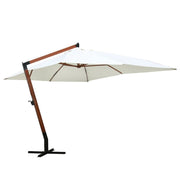 Parasol 300x400 cm wit bewerkt hardhout