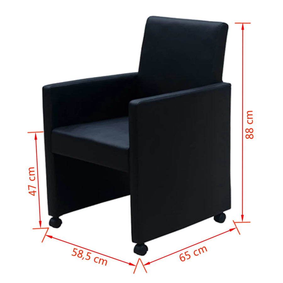 Eetkamerstoelen Kunstleer 2 Zwart