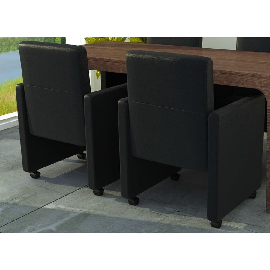 Eetkamerstoelen Kunstleer 2 Zwart