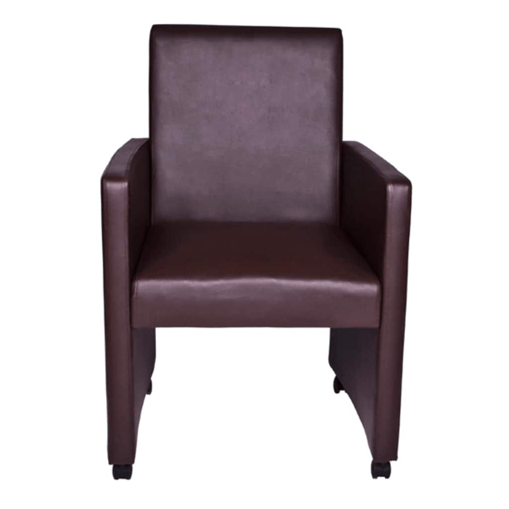 Eetkamerstoelen 2 st kunstleer bruin