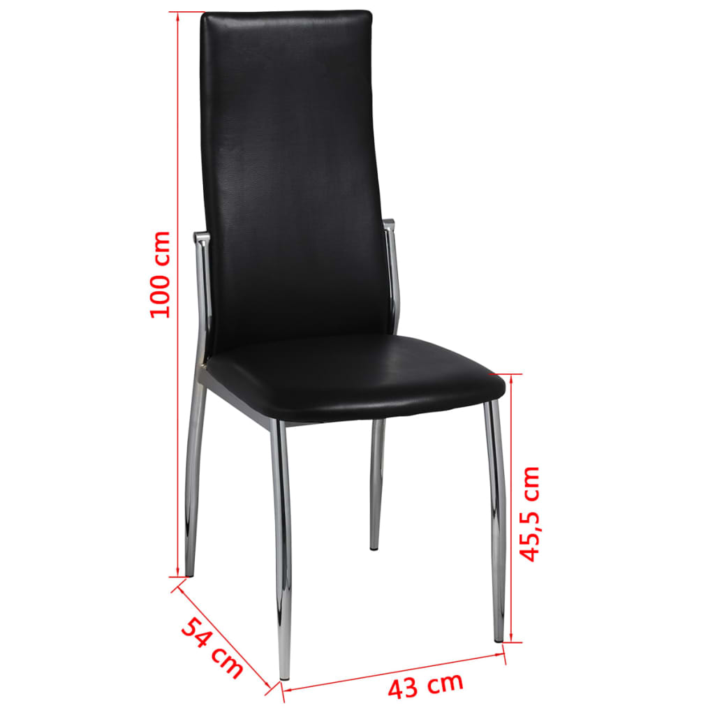 Eetkamerstoelen Kunstleer 2 Zwart