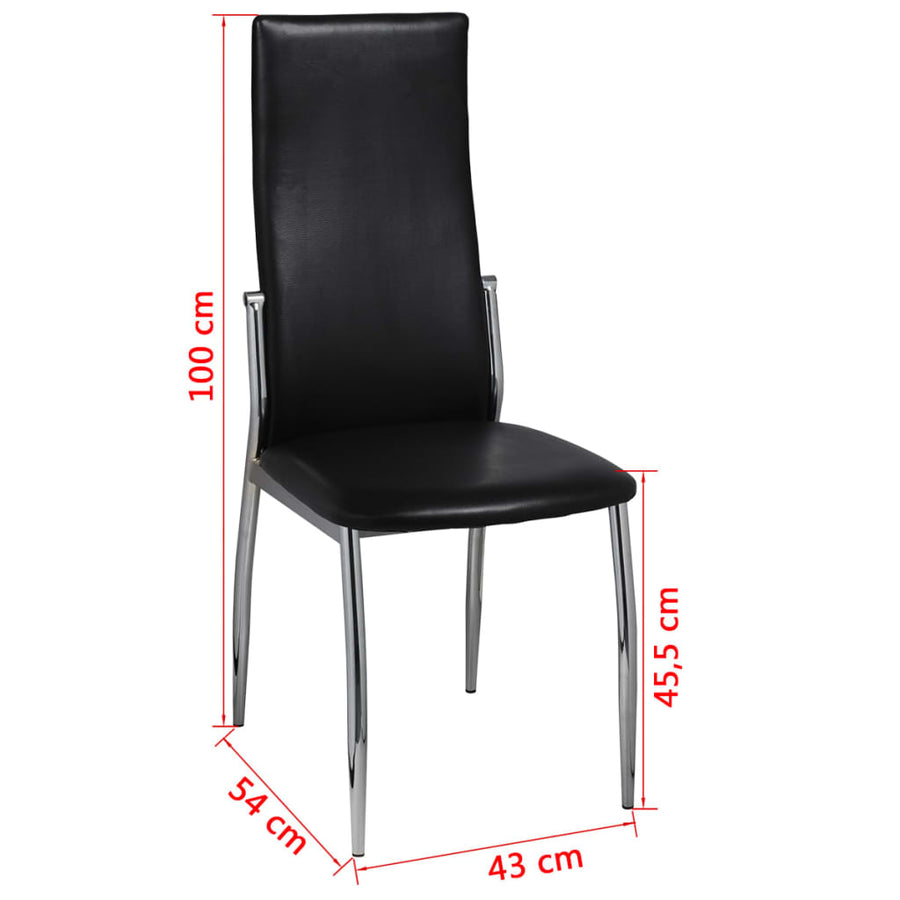 Eetkamerstoelen Kunstleer 2 Zwart