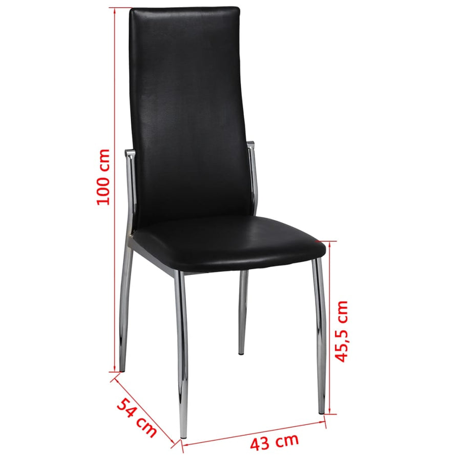 Eetkamerstoelen Kunstleer 4 Zwart